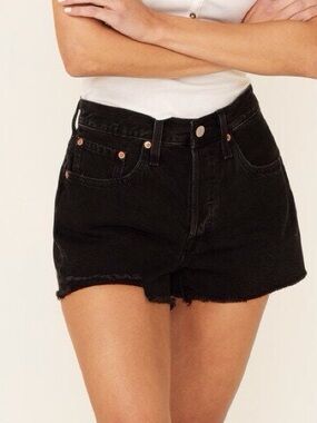 Levi’s 501 Original Cutoff Shorts Womens 29 Black Denim High Rise Distressed NWT